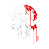 Skull with red paint