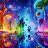 Surreal Dreamscape: Neon Waters