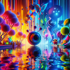 Surreal Dreamscape: Neon Waters