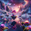 Surreal Dreamscape: Neon Waters