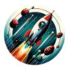 Fusée rétro et planètes