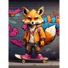 Fuchs auf Skateboard