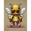 Comic Biene auf Skateboard
