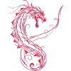 Red Tribal Dragon Tattoo Fantasy Style