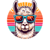 Llama with sunglasses in retro style