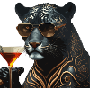 Chic Panther mit Sonnenbrille und Drink