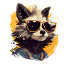 Cool sunglasses and a raccoon