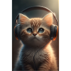 Katze mit Kopfhörer