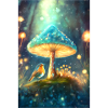 Magic robin under a toadstool