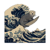 Otter Japanese Wave Surfer Funny