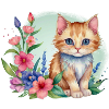 Kitten in a flower meadow