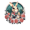 Lapin avec des roses