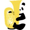 Panda spielt Tuba