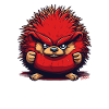 Funny angry red hedgehog