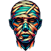 Bunte geometrische Mumie: Low-Poly-Artwork