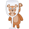 Ein Teddybär und leeres Glas