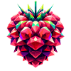 Framboise géométrique : Illustration Low-Poly éclatante
