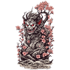 Kirschblüten Yokai Oni Ukiyo-E Ästhetik