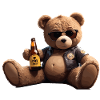 Biker Teddybär mit Bier