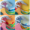 Wave of kanagawa,wave, illustration,Japan,3d