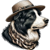 Border Collie mit Strohhut