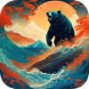 Proud bear in retro style