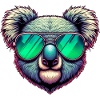 Koala mit grüner Sonnenbrille