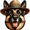 Niedlicher Deutscher Schäferhund mit Strohhut