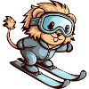 Lion on Ski Winter Adventure