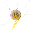 Logo Bitcoin avec des éclairs