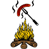 Campfire with bratwurst