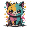 Bunte Kawaii-Katze