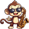 Jazz Saxophone Singe Chimpanzé Mélomane
