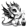 Cute dragon with potion