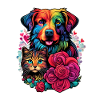 Dog, Cat and Rose