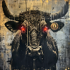 Bitcoin Stier mit Laseraugen