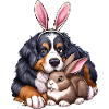 Bernese Mountain Dog and Hare