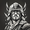 Schwarz-weißer Kriegerhelm