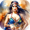 Mystical oriental belly dancer