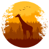 Herbstwald und Giraffe