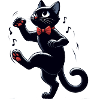 Chat noir qui danse