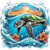 Sonnenuntergang schildkröte am Meer