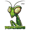 Näytät herkulliselta! Sarjakuva rukoileva mantis