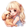 Blonde kawaii girl with doggy