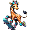 Skater Giraffe auf dem Skateboard