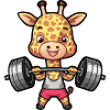 Giraffe with dumbbells fitness fun