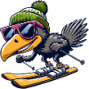 Skifahrender Emu Wintersport