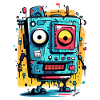 Artistic Crypto Punk Cartoon Robot