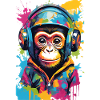 Bunter Affe mit Kopfhörern