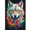 Bunter Wolfkopf Farbexplosion